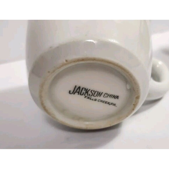 Vintage Jackson Custom China Mug Set Of Two White With Gray & Red  See Pics - Picture 3 of 13